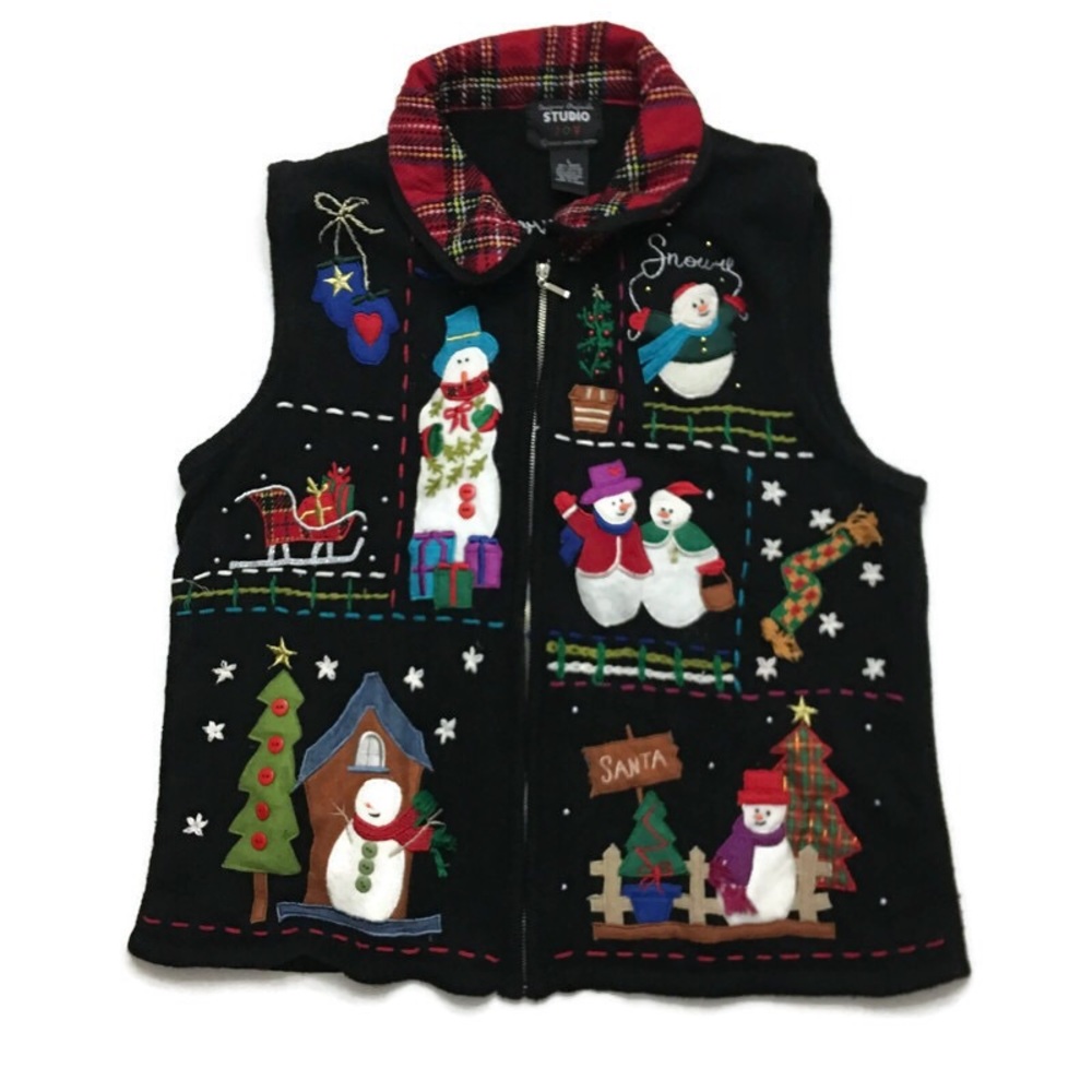 Designer Originals Studio Joy Black Snowman Vest - Picture 3 of 8